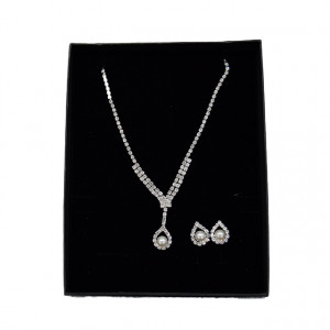 Set Zena, cercei si colier din pietre semipretioase, argintiu, SZ012