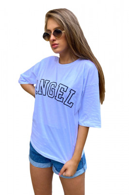 Tricou bumbac Allexa, cu lungime medie si imprimeu "Angel", Alb, Marimea S/M2