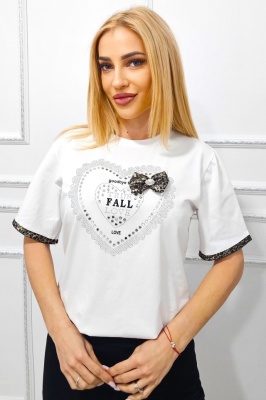 tricou alb de dama si cristale