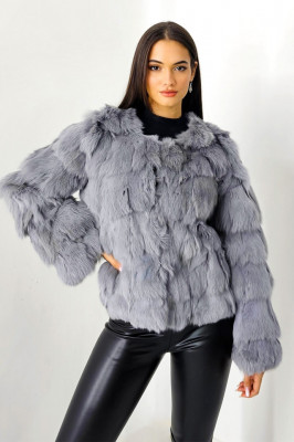 Blana naturala de vulpe Sidonia, cu prindere pe interior, Mov, Marime S/M/L 1