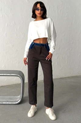 blugi casual cu buzunare din denim albastru