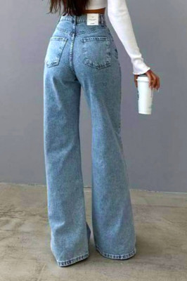 Blugi mom fit MonTery, cu slit scurt pe picior si lungime oversize 5