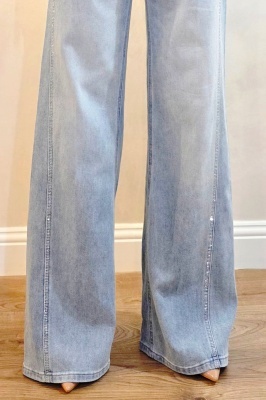 pantaloni dama largi cu detalii stralucitoare