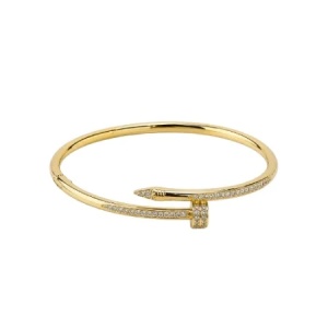 Bratara eleganta fixa aurie model cui clasic cu cristale stralucitoare, in cutie cadou