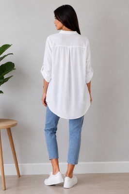 Camasa bumbac LARYSS, imprimeu collage si maneca reglabila, Lemon, Marime S/M/L detaliu spate