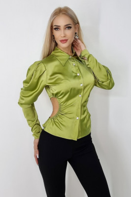 Camasa dama Miller, cu decupaje, Verde olive4