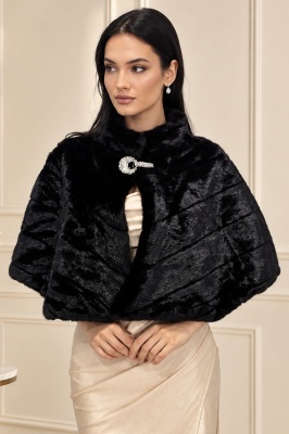 Capa-bolero Ottavia, negru, cu design elegant si prindere discreta