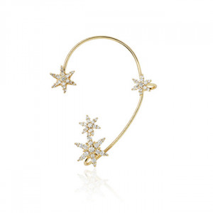 Cercel ear cuff Royal Flower auriu pentru urechea dreapta