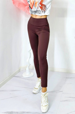 Colanti fitness Slim Vibes, aspect reiat, tetra si banda lata in talie cu efect modelator, Maro 2