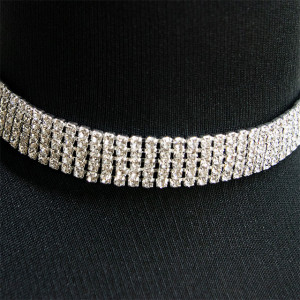 Colier Choker cu pietre semipretioase, la baza gatului, argintiu, CK015