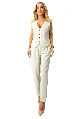 Compleu elegant TopStyle, cu vesta cambrata si pantaloni croi pană, perfect