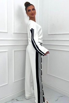 Compleu sport Oversize Flow, cu deschidere ampla pe picior si capse alb
