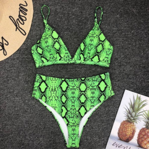 Costum de baie doua piese Crazy Print verde-fata 1