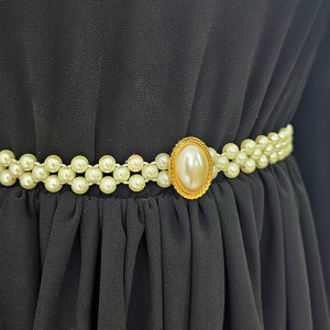 Curea elastica Pearly, catarama metalica decorativa si perle, EYE Sidef 4