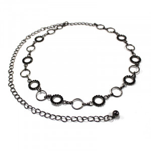Curea metalica, lant, cu pietre, Hyme - Negru