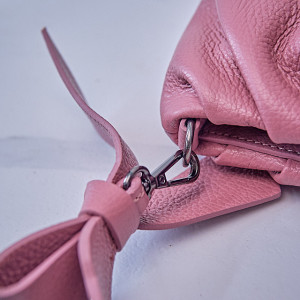 Geanta eleganta, UrbanElegance, din piele naturala cu fundita decorativa si detalii hobo, Lila 3