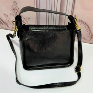 Geanta eleganta ChicCarry Metalizat, din piele naturala si curea detasabila, Negru 5