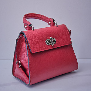 Geanta eleganta, PoshPurse, din piele naturala, de tip business si inchidere laterala, Fucsia 2