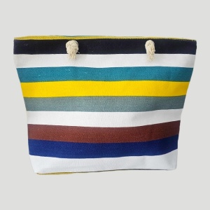 Geanta mare pentru plaja cu imprimeu de vara si manere tip sfoara, Narrow Stripes 3