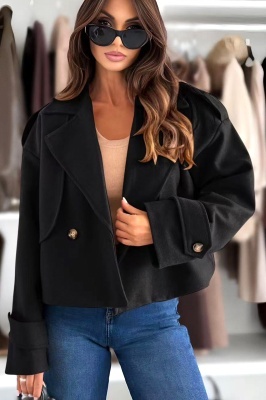 jacheta feminina negru  cu textura moale