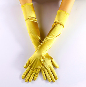 Manusi lungi elegante, din satin Deity, Galben