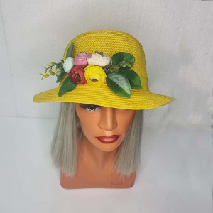 Palarie de plaja ChiClove cu flori, galben
