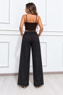 Pantaloni lungi office CELISA, cu pense si cristale, Negru, Marime S/M, spate