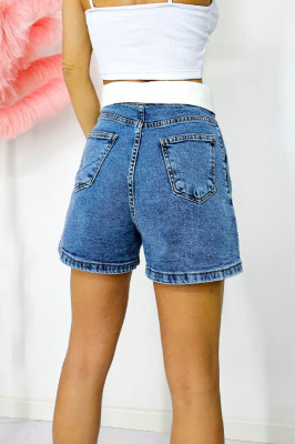 Pantaloni scurti cu doua texturi, denim si bumbac, Gallant, cu fold tip rever  spate