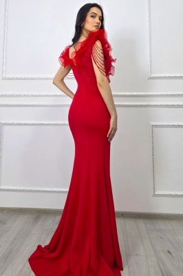 rochie rosie de seara cu design de impact si stralucire intensa