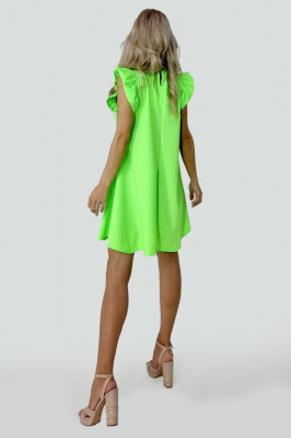 Rochie larga Azzuro, cu umeri bufanti si croiala in A, Verde1