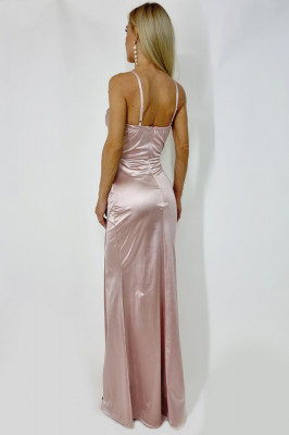 Rochie lunga cu corset, Astoria, roz1