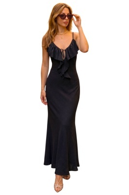 rochie lunga lejera de zi neagra