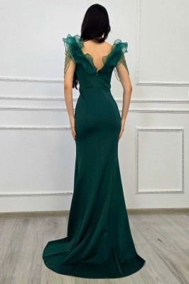 rochie verde de seara cu design de impact si stralucire intensa