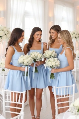 Set 4x Rochie scurta babydoll MARA, cu funda, BLEU, Marime S/M/L