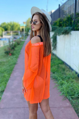 Set Floridas, costum de baie intreg si rochie din plasa, Orange1