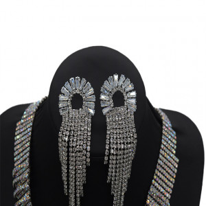 Set Vegas, cercei si colier din pietre semipretioase, argintiu, SV012