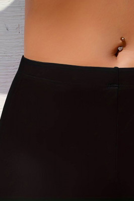 Slip de baie dama Ozi, de tip boxeri cu talie inalta, Negru 1