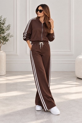Trening dama CORINA, cu guler inalt si fermoar, Maro , Marime S/M/L