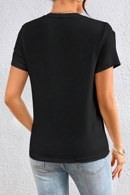 tricou negru de dama , cu franjuri