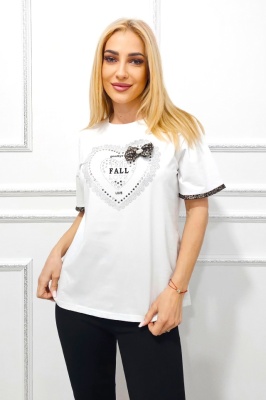 tricou alb cu funda si cristale