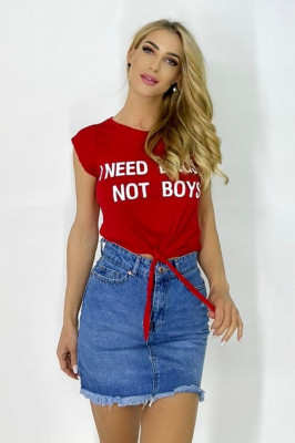 Tricou de dama scurt I Need Bags, rosu