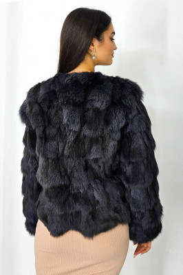 Blana naturala de vulpe Sidonia, cu prindere pe interior, Negru, Marime S/M/L spate