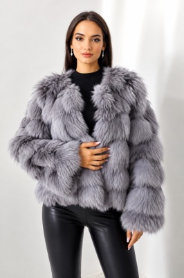 Blana naturala de vulpe Sidonia, cu prindere pe interior, Gri, Marime S/M/L