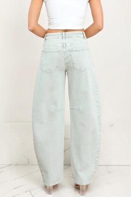 Blugi loose fit TORONTO, cu aspect prespalat, Vernil prafuit detaliu spate