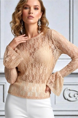 bluza feminina cu detalii fine bej