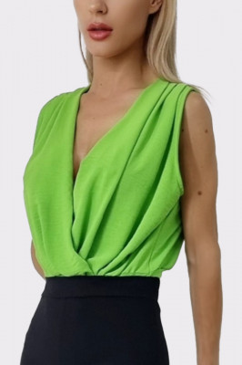 Body elegant Mirabela, cu decolteu amplu, Verde deschis2