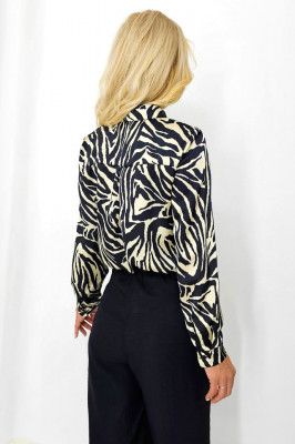 Camasa dama GhiZZeL, croiala lunga cu imprimeu animal print, Zebra crem, Marime S/M/L 5