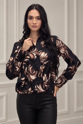 Cămașă Anelis, cu față petrecută și imprimeu foliage, Made in Italy