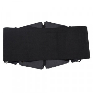 Centura corset Demy neagra, lata, din piele ecologica, cu banda elastica, snururi si fermoar