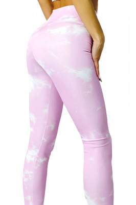 Colanti yoga MoZAIK, banda lata in talie cu efect modelator si push up, Roz 1